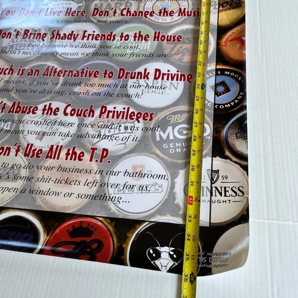 House Rules Beers Mantis Design Fraternity Drinking Classic VTG NEW 24x36 inch - Picture 2 of 7